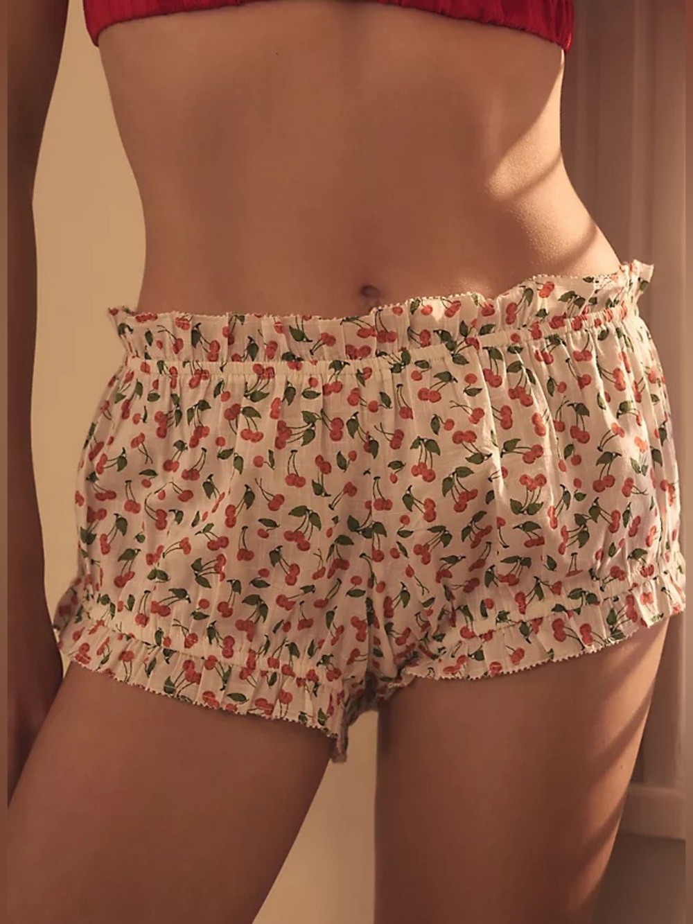 Anthropologie cotton cheery print bloomer pajama shorts
